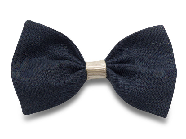 linen Anna hair bow in navy