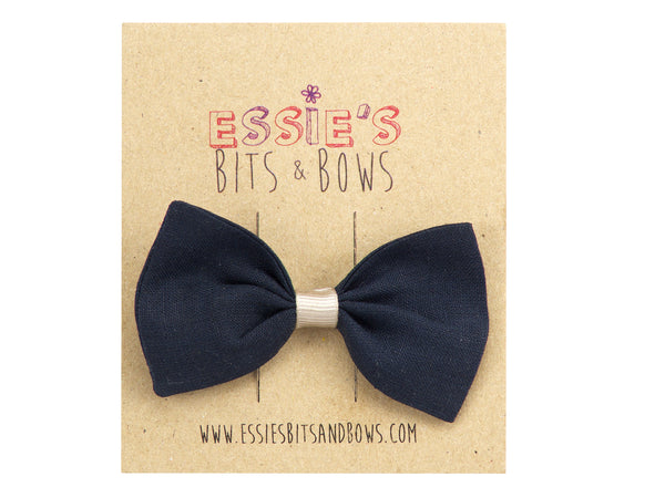 linen Anna hair bow in navy