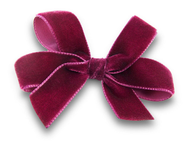 Burgundy velvet pat hair bow