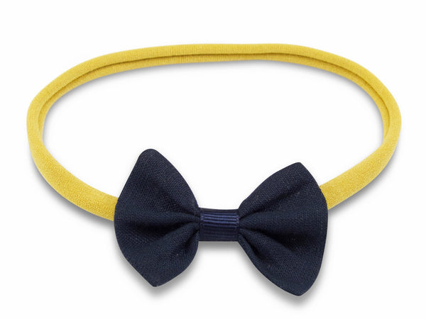 Navy linen baby headband