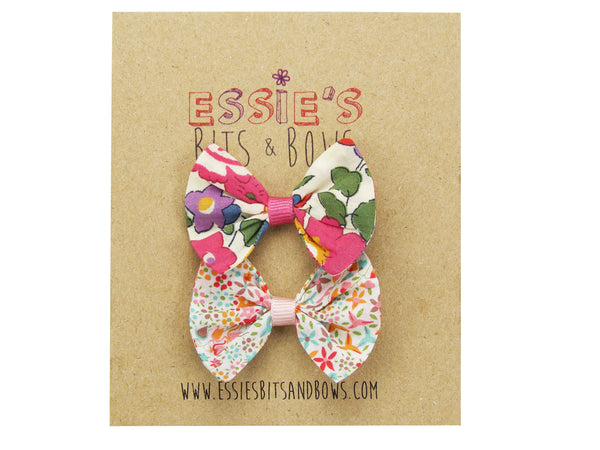 Liberty Betsy J and Eve pink baby bows