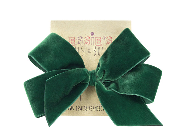 XL bottle green, Georgia velvet hair bow