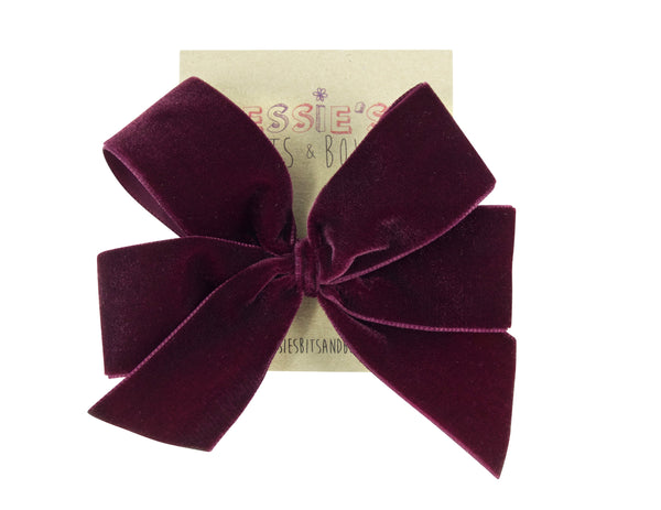 XL Georgia, Burgundy velvet hair bow