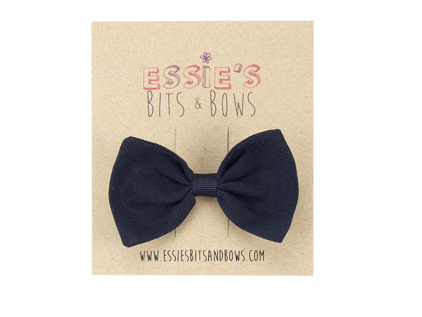 Navy linen Anna hair bow