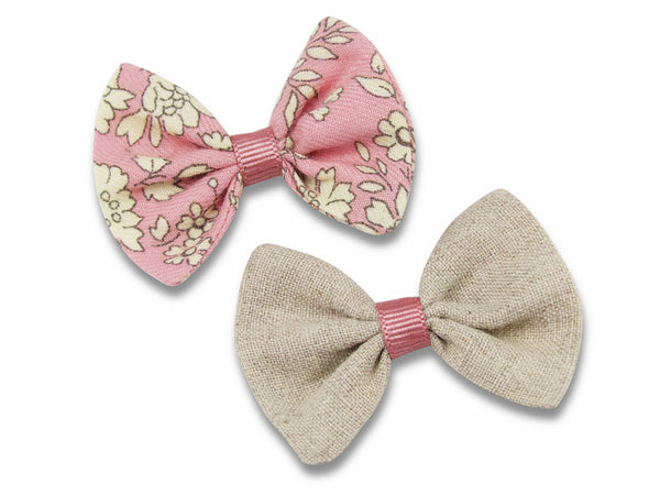 Stone linen & liberty Capel pink baby hair bows