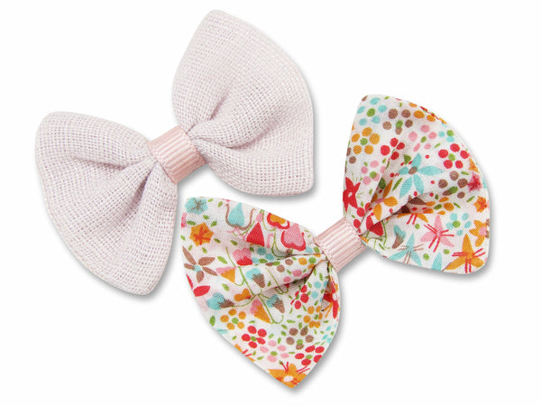 Blush pink linen & liberty Eve pink baby hair bows