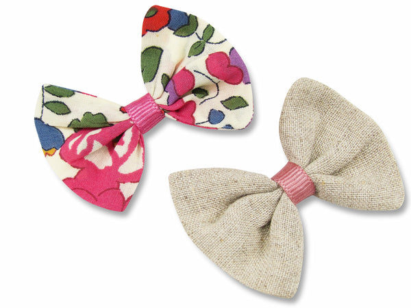 Stone linen & liberty Betsy J baby hair bows