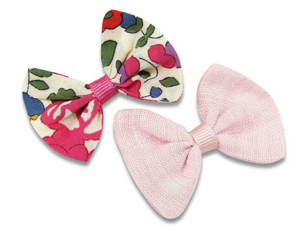 Pink linen & liberty Betsy J baby hair bows