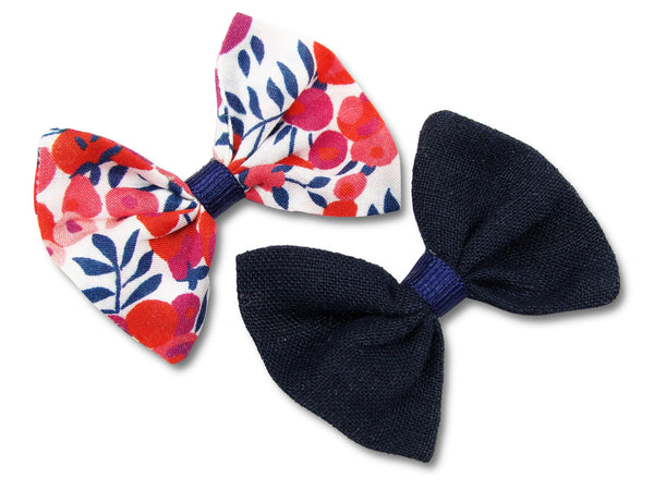 Navy linen & Liberty Wiltshire S baby hair bows