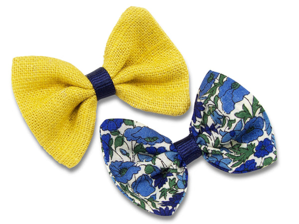 Mustard linen & Liberty petal and bud baby hair bows