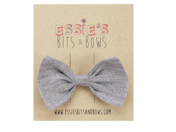 Grey linen Anna hair bow