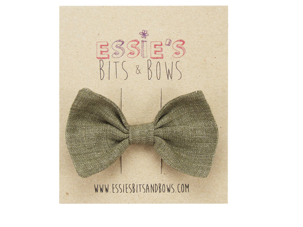 Khaki linen Anna hair bow