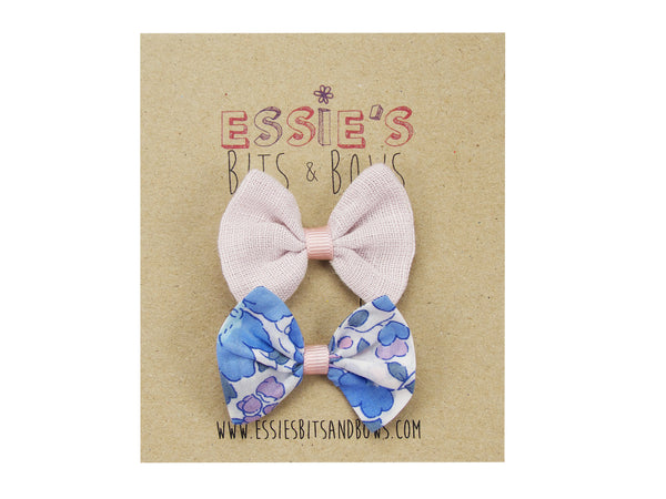 Blush pink linen & liberty Betsy A baby hair bows