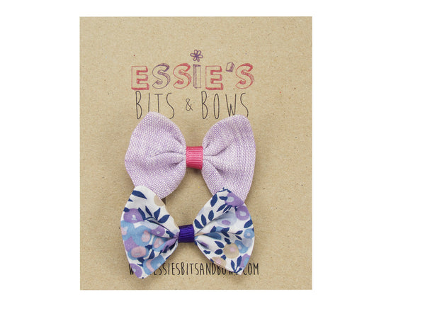 lilac linen & liberty Wiltshire E baby hair bows