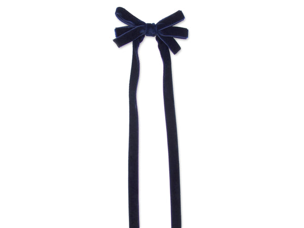 Navy blue pigtail Georgia velvet hair tie