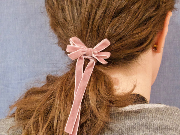 blush pink pigtail, Georgia velvet hair tie