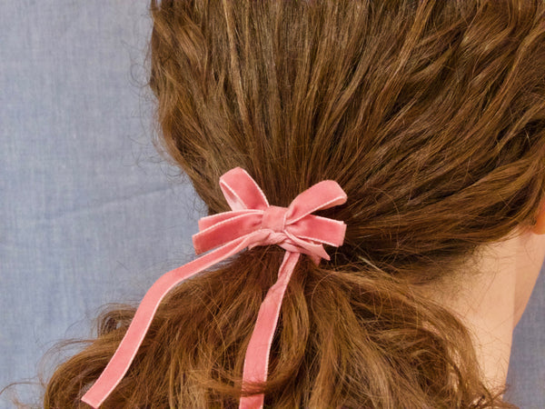 Rose pink pigtail, Georgia velvet hair tie