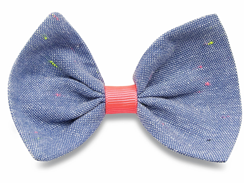 Neon fleck denim Bella bow