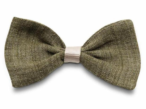 Khaki linen Anna hair bow in khaki